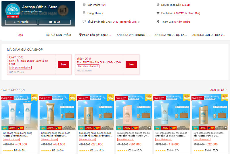 Anessa Official Store trên Shopee