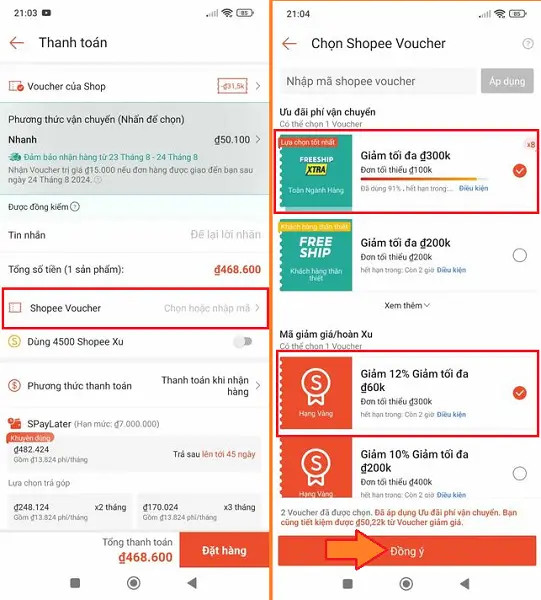 Áp dụng mã giảm giá Shopee
