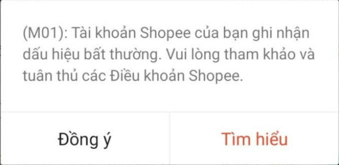 Các nguyên nhân gây lỗi M01 Shopee