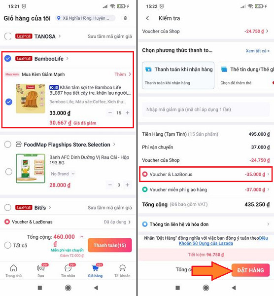 Cách áp dụng Lazada Bonus khi thanh toán