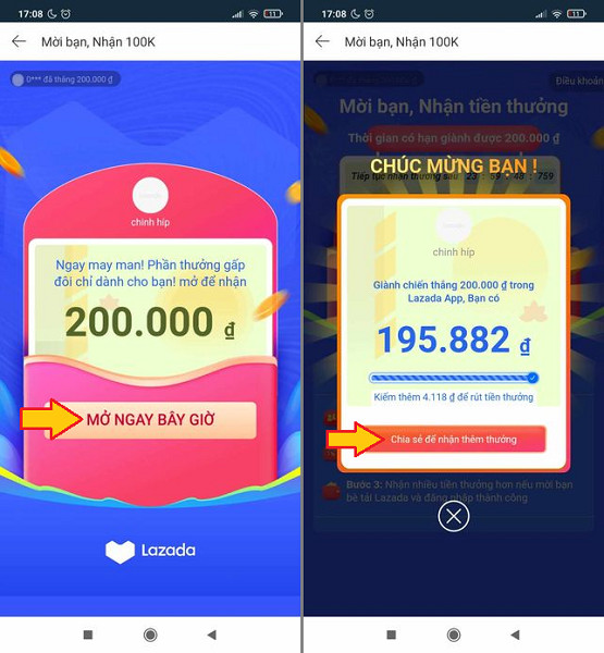 Chia sẻ link mời bạn dễ dàng ngay trên Lazada