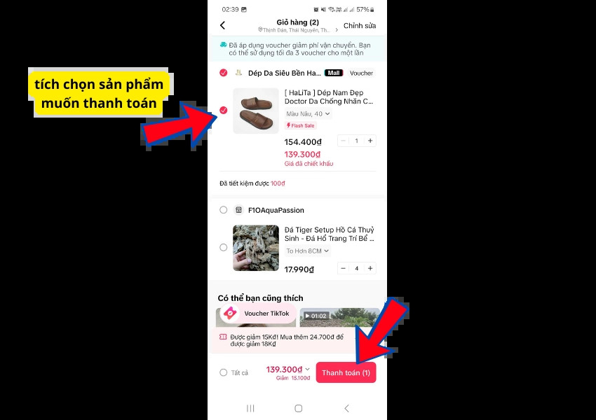 Chọn sản phẩm để thanh toán