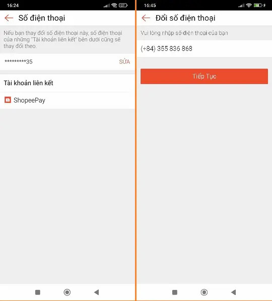 Giao diện điền số điện thoại mới