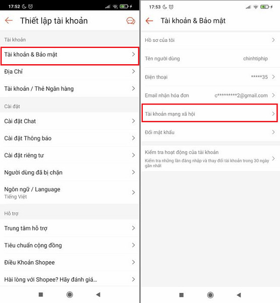 Làm thế nào để hủy liên kết tài khoản mạng xã hội với Shopee
