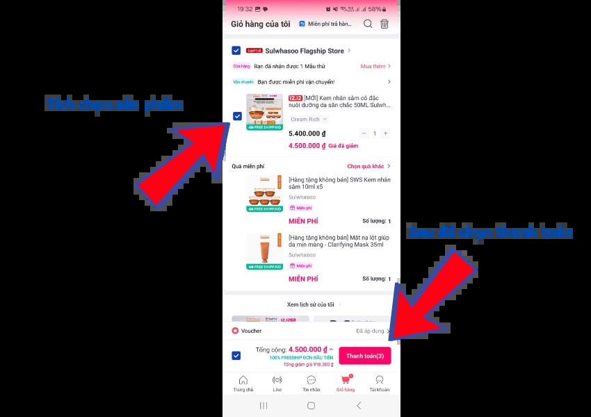 Hệ thống tự động áp dụng voucher