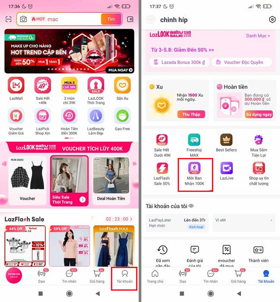 Làm sao để Nhận 100K khi mời bạn vào Lazada