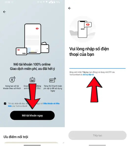 Hình quét CCCD để đăng ký tài khoản Techcombank