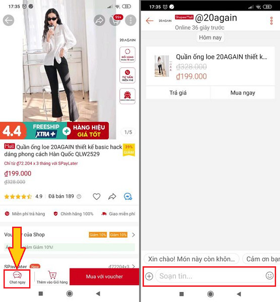 Làm sao để chat với shop trên Shopee?