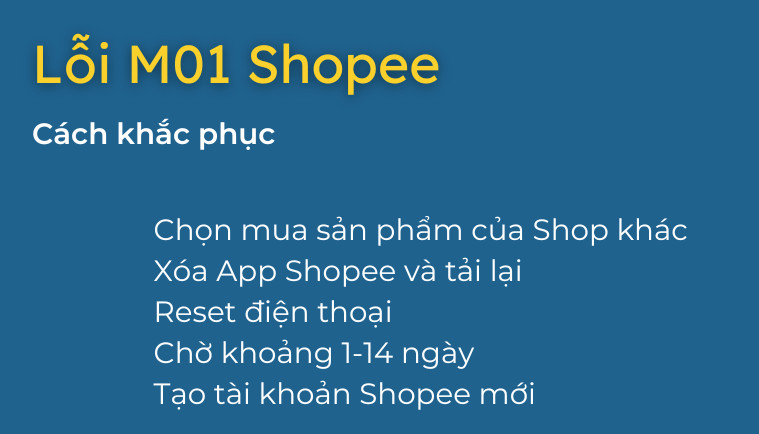 Hướng dẫn khắc phục lỗi M01 Shopee