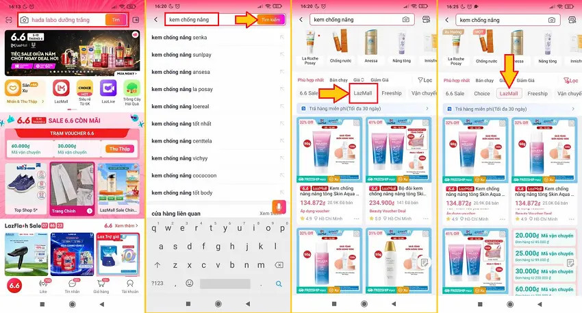 Hướng dẫn lọc sản phẩm LazMall