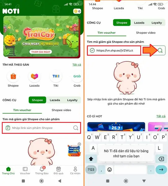 Hướng dẫn nhập link sản phẩm lên App Nô Tì