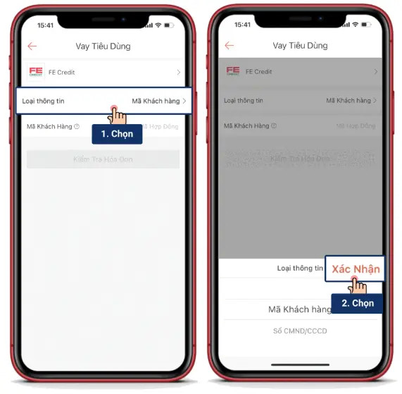 Lựa chọn loại thông tin để nhập vào hệ thống
