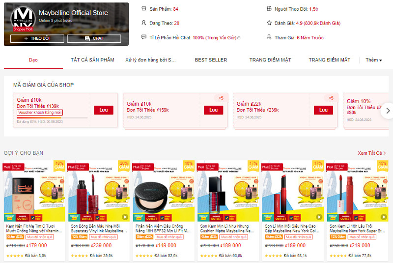 Maybelline Official Store trên Shopee