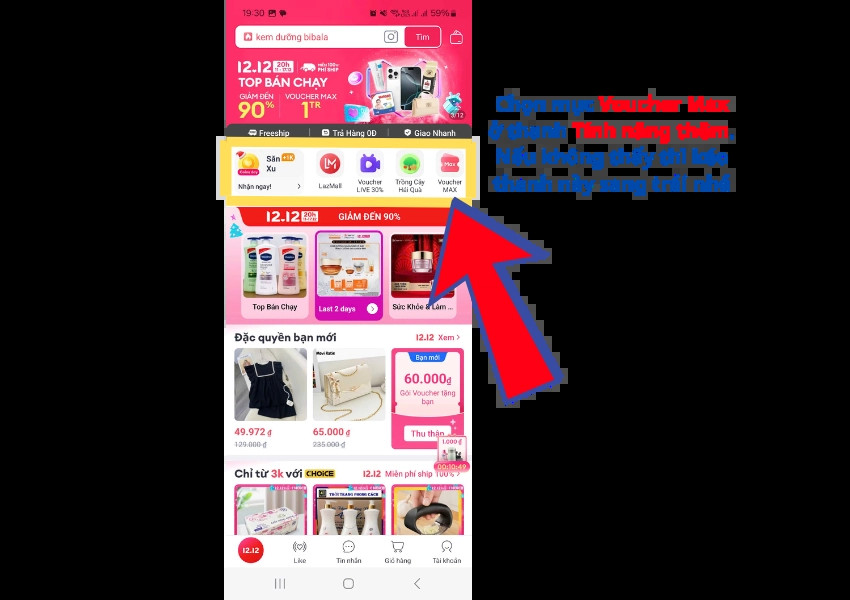 Mục Voucher Max trên Lazada