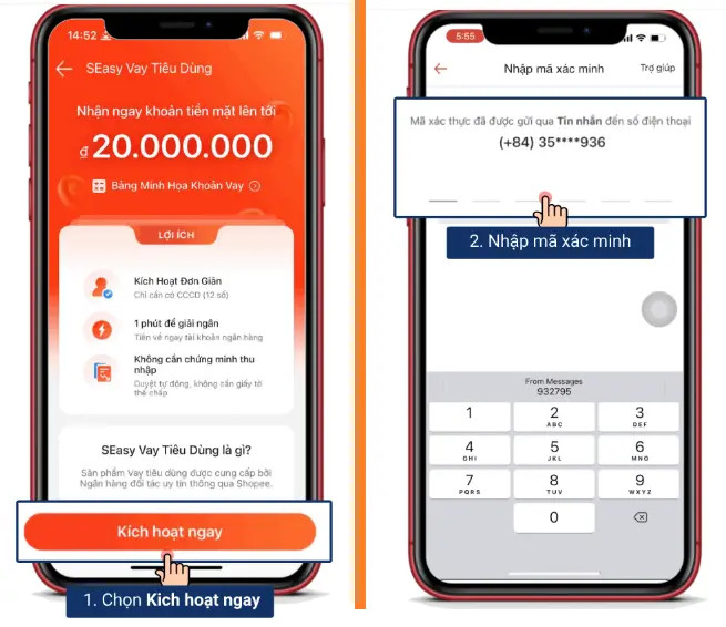 Nhấn kích hoạt ngay để bắt đầu quá trình đăng ký
