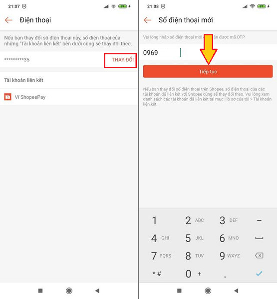 Nhập Số Điện Thoại Mới