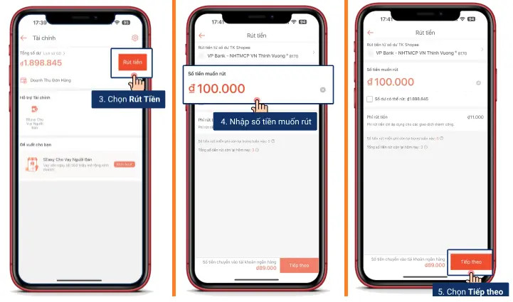 Rút tiền từ Shopee