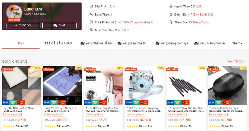 Sản phẩm đa dạng tại Panghu.vn