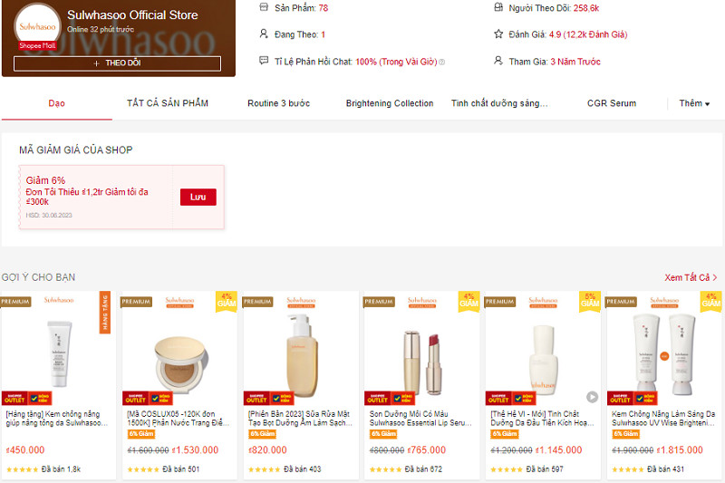 Sulwhasoo Official Store trên Shopee
