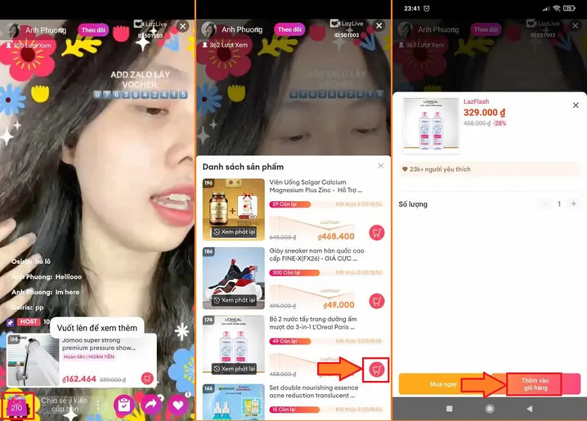 Cách mua hàng trên LazLive/Livestream Lazada thế nào?