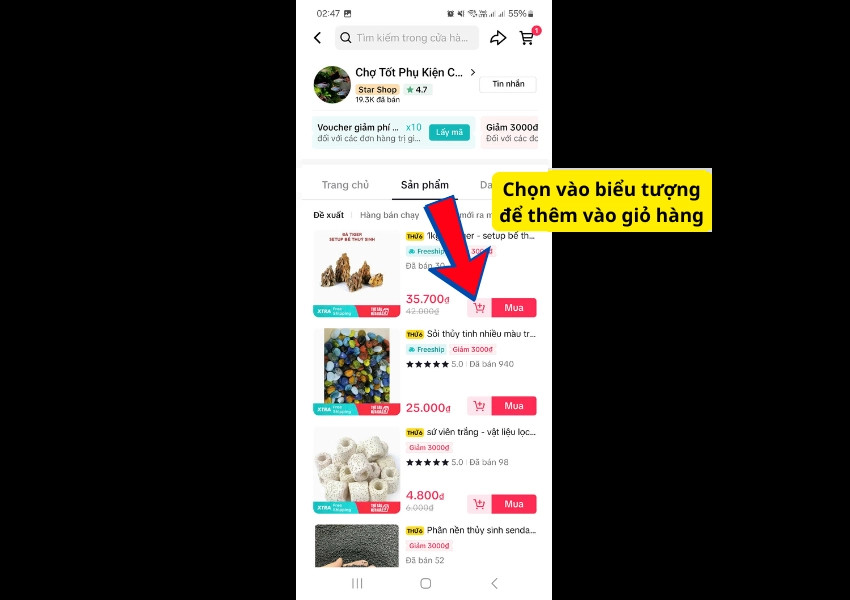 Thêm sản phẩm từ Shop vào giỏ hàng