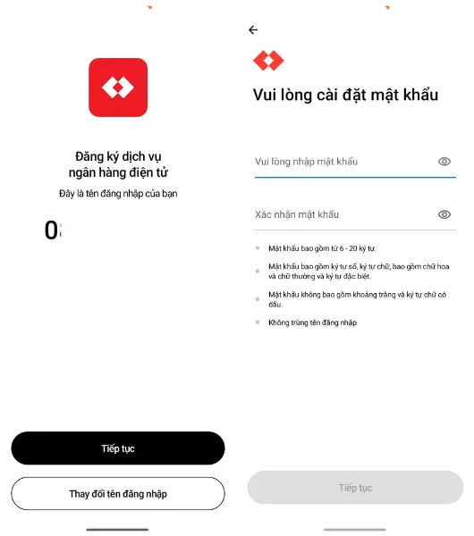 Thiết lập tên đăng nhập và mật khẩu