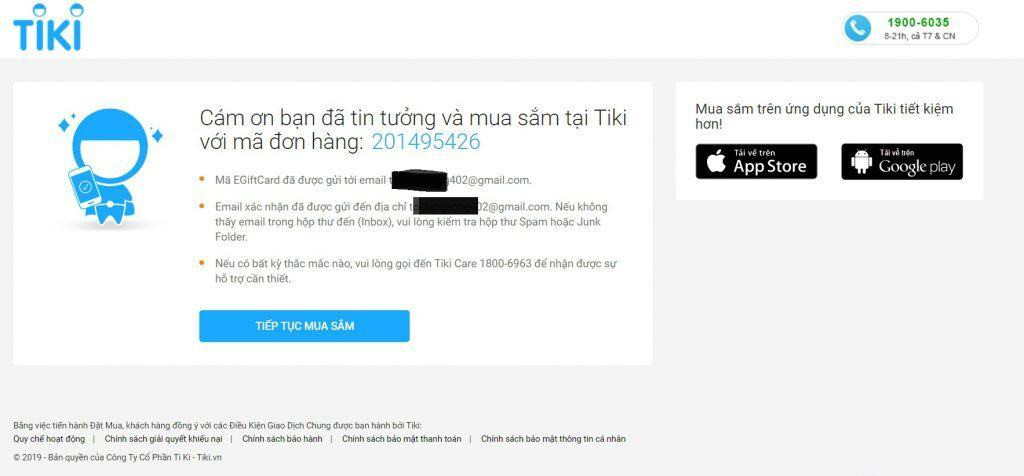 Thông báo gửi thành công