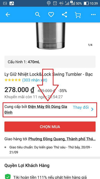 Thông tin nhà bán hàng trên Tiki