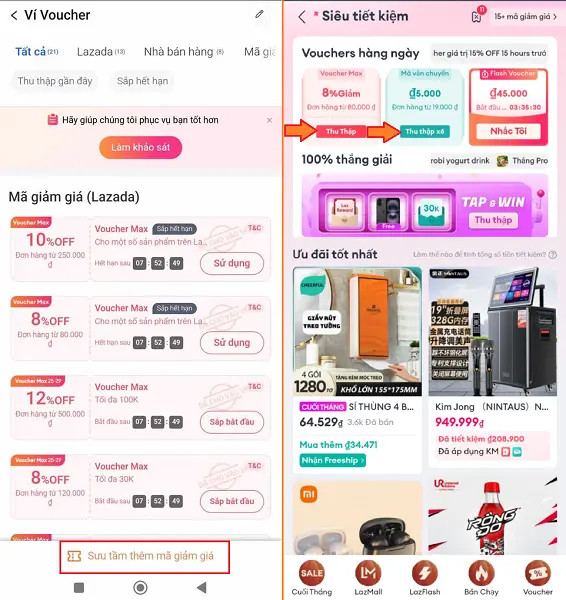 Thu thập mã giảm giá