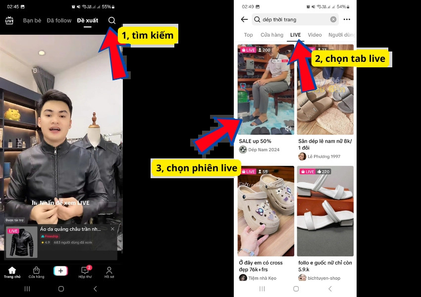 Tìm kiếm livestream