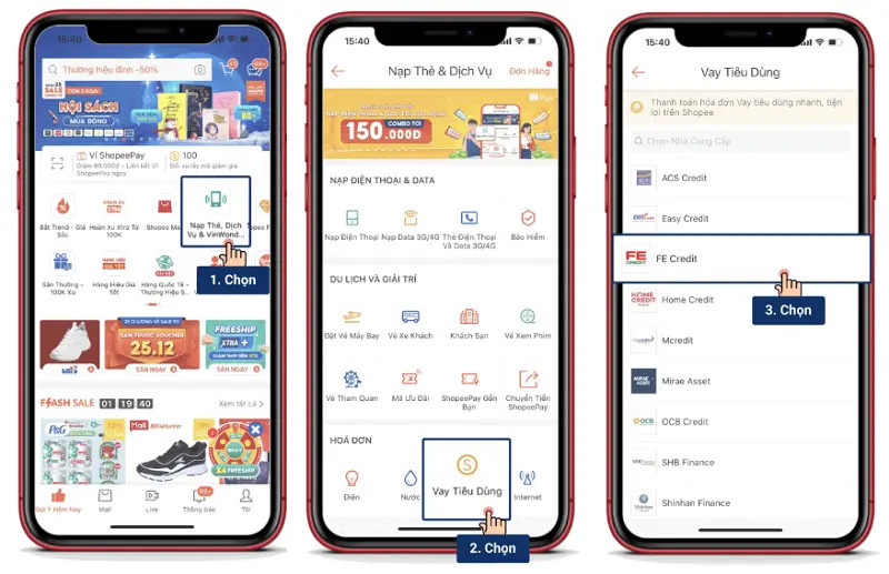Làm sao để thanh toán hóa đơn Vay tiêu dùng FE Credit trên Shopee?