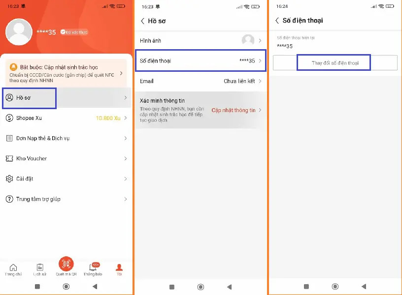 Làm thế nào để đổi số điện thoại ShopeePay?
