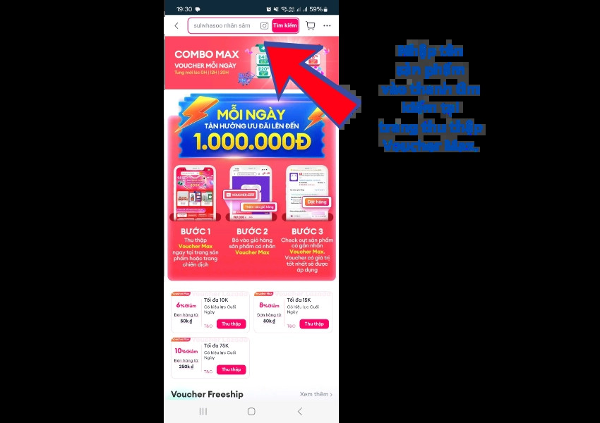 Ví dụ sản phẩm có nhãn Voucher Max