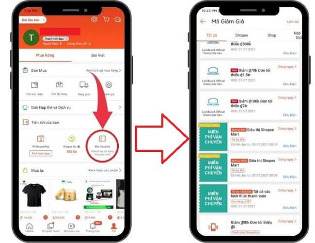 Xem mã giảm giá trong kho voucher Shopee